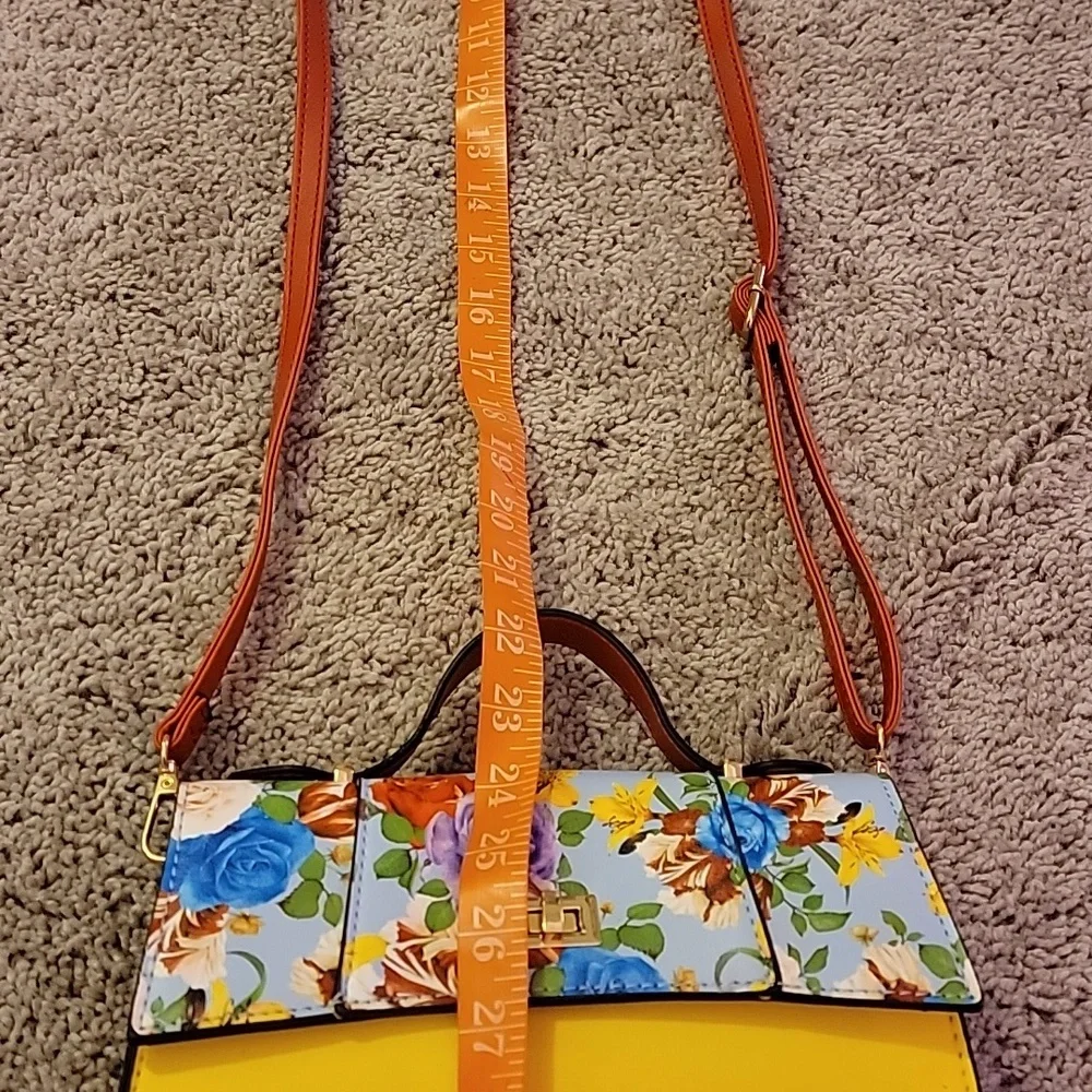 2 Pieces NWOT Red Yellow Floral Shoulder Handbag or Clutch w wallet wristlet - Picture 6 of 14